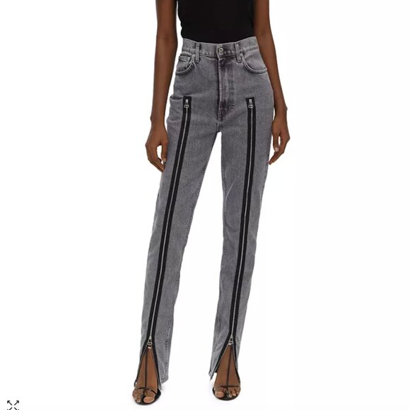 HELMUT LANG Femme Hi Spikes Cotton Zipper Detail Jeans - Size 26